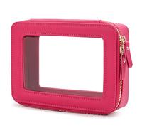 Aveniee Beauty case trasparente piccola, mini beauty case da viaggio organizer per cosmetici, approvato dalla TSA, custodia trasparente con cerniera, essenziale per auto per donne e uomini, Rosa