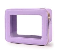 Aveniee Beauty case trasparente piccola, mini beauty case da viaggio organizer per cosmetici, approvato dalla TSA, custodia trasparente con cerniera, essenziale per auto per donne e uomini, Lilla