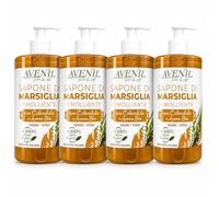 Avenil Sapone di Marsiglia Emolliente Calendula e Avena Bio 500ml, Set 4 Flaconi da 500ml, 100% Sapone Vegetale, Hand and Face Soap