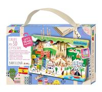 Avenir 6305081-Set miniatura 3D con città di Barcellona, puzzle in legno fai da te, regalo decorativo per adulti e bambini dai 6 anni in su, 6305081