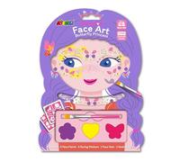 Avenir Face Art Butterfly Princess Kit, 3 colori viso con pennello, gemme e stencil per bambini