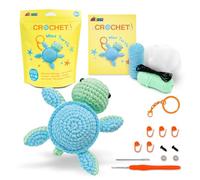 Avenir Kit all'uncinetto per principianti - Charm per borsa tartaruga alla menta | Kit all'uncinetto per principianti con tutorial video, filato pre-avviato e forniture complete | Simpatici regali