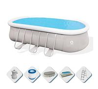 Piscina Ovale 610x360x122 Gonfiabile Pompa Filtro Cartuccia 2 Teli + Scaletta