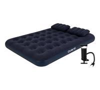 AVENLI Materasso gonfiabile da campeggio, 191 x 137 x 22 cm, blu, per 2 persone con cuscino e pompa a mano, comodo materasso per ospiti e letto da campeggio, robusto letto ad aria, per casa, campeggio