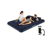 AVENLI Materasso gonfiabile Queen-Size 203x152x22 cm, 2 persone, Coil-Beam, con pompa e 2 cuscini, fino a 300 kg, blu, campeggio letto ospiti outdoor - materasso gonfiabile per 2 persone