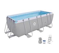 Jilong- Piscina fuoriterra Rettangolare con Struttura, Colore Grigio, 17726EU