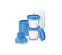 Philips Avent Set con 10 Vasetti da 180ml per la conservazione di latte e pappe e 2 adattatori