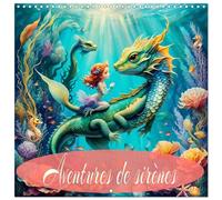 Aventures de sirènes (Calendrier mural carré 2026 30x30 cm) Calendrier double avec une page pour vos prises de notes: La Petite Sirène et ses Aventures, créé avec IA.