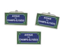 Avenue Des Champs-élysées Segnale Stradale Rettangolo Gemelli E Cravatta Pin Set