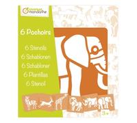 Avenue Mandarine 42442MD - Kit di 6 stencils 15,4x22,3 cm con istruzioni incluse, Animali della Savana