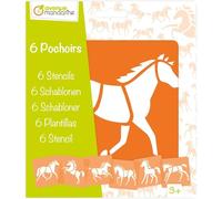 Avenue Mandarine 42644O - Kit di 6 stencils 15,4x22,3 cm con istruzioni incluse, Cavalli