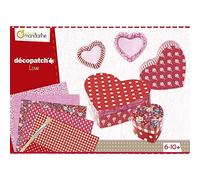 Avenue Mandarine 42718O - Scatola creativa Amore che include 5 scatole cuore in cartapesta bianca da decorare con fogli, colla e pennello Decopatch (istruzioni incluse)