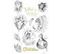 Avenue Mandarine CC070C - TATOO'MANIA - 2 feuilles de TATOOS éphémères à coller pour enfant - 22 motifs - A partir de 5 ans - WILD