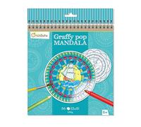 AVENUE MANDARINE GY028O Graffy Pop Mandala - Quaderno da colorare Mandala per bambini - 36 mandala Pretagliati (12 motivi x3) a tema mare- Carta Clairefontaine250g diametro 18, 5cm - a partire dai 6 anni -