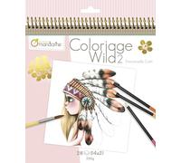 Avenue Mandarine GY068C - Quaderno a spirale Wild 28 pagine stampate da colorare 20x20 cm (14 motivi x 2) 250g, Wild 2