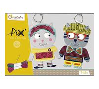 Avenue Mandarine KC022O - Scatola Creativa per bambini Pix Collection - Personaggi punto e croce, Gioco propedeutico al cucito - Kit che include 2 animali da decorare, 2 aghi, 4 fili