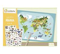 Avenue Mandarine KC042C - Scatola Creativa Décalco Mania Planisfero include un foglio 30x42 cm, 2 fogli di decalcomanie et un bastoncino (istruzioni incluse)