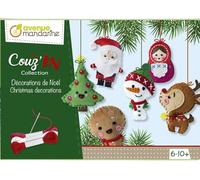 Avenue Mandarine KC062C - Scatola creativa Mini Couz'in che include 6 personaggi di Natale da cucire 10x3x6 cm, un ago e 3 gomitoli di filo (istruzioni inclusi)
