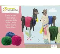 Avenue Mandarine KC067C - Scatola creativa Lama di lana che include 3 lama da assemblare 12x6x15 cm, 3 gomitoli di lana, pompon e campanellla (istruzioni incluse)