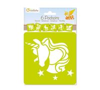 Avenue Mandarine PO006O - Kit di 6 stencils 15,4x22,3 cm con istruzioni incluse, Unicorni