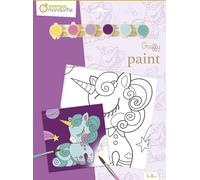 Avenue Mandarine PP018O- Tela da appendere Graffy Paint - quadro predisegnato Unicorno da appendere - Kit pittura per bambini pittura+pennelli - Introduzione alla pittura dai 5 anni - PP018O