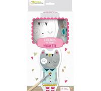 Avenue Mandarine PP033C - Kit Creativo per bambini - Gatto in cotone stampato da appendere - Realliza il tuo pupazzo Huguette il Gatto - A Partire dai 6 Anni - Friends to Paint