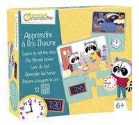 AVENUE MANDARINE - Scatola da 12 Puzzle da 3 pezzi - Giochi per bambini per imparare a leggere l'orologio - Gioco educativo a partire dai 6 anni - JE531C