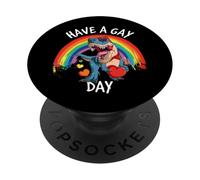 Avere Un Giorno Gay Dinosauro Gay Dino Arcobaleno Orgoglio Lesbiche LGBTQ PopSockets PopGrip Adesivo