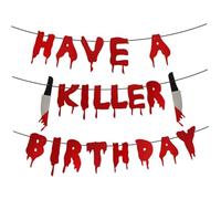 Avere uno striscione per una festa di compleanno killer, decorazioni per feste di compleanno horror di Halloween Decorazioni per vampiri zombi di film insanguinati (preassemblate).
