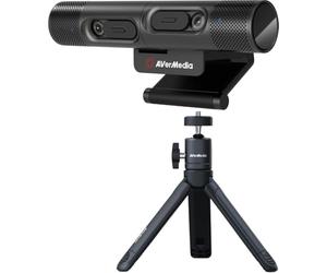 AVerMedia PW313D DualCam, webcam 2 in 1 per riunioni di apprendimento remoto, conferenze e hosting, 2 telecamere e microfoni autofocus, funziona con Zoom, team e Skype