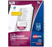 Avery 11828 - Divisori per raccoglitori a 3 anelli, personalizzabile con linguette bianche classiche, 1 set