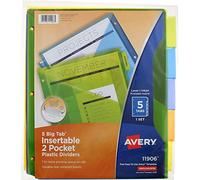 Avery 11906 Big Tab due divisori da tasca, colori assortiti, 5 count