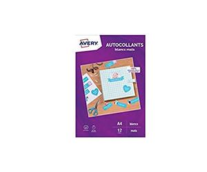 AVERY - 12 etichette adesive personalizzabili - Formato 289,1 x 199,6 mm - Compatibile con macchina da taglio - Stampa a getto d'inchiostro