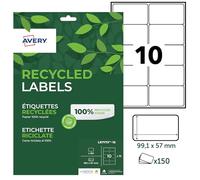 AVERY - 150 etichette adesive bianche personalizzabili - 100% riciclate - Formato 99,1 x 57 mm - Stampa laser e getto d'inchiostro