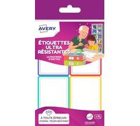 Avery - 16 etichette autoadesive bianche con bordo colorato classico, formato 44 x 64 mm