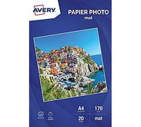 Avery - 2585 - 20 fogli di Carta fotografica Premium 170 g/m² A4 - Stampa a Getto d' Inchiostro - opaco - bianco