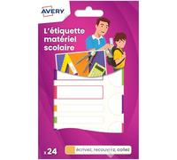 Avery Confezione da 24 etichette plastificate bianche con bordure rosa fluo/viola/verde/arancione
