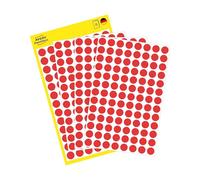 Avery 32-301- Etichette Adesive, Colore Rosso, Diametro 8 mm, 70 Etichette per Foglio, 560 Etichette in Totale