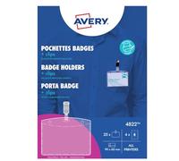 Avery 4822 Kit Portabadge con Clip, Senza PVC, Trasparente, 25 Pezzi