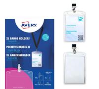 Avery 4834 A6 Name Badge Pockets with Lanyards and Inserts,Black Black Small Wit