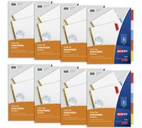 Avery 5 Tab White Binder Divisori inseribili Multicolor Big Tabs 1 Set Confezione 8 Confezioni 8 Set Totale (11121)