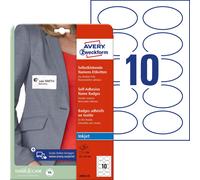 Avery 91785 Etichette Badge Per Tessuti Ovale, 10Et/Fg, 20Fg Inkjet, Bianco, 85