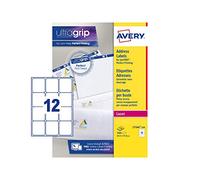 Avery Addressing Labels Laser Jam-free 12 per Sheet 63.5x72mm White Ref L7164-250 [3000 Labels], 3000 Pezzi