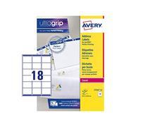 Avery Addressing Labels Laser Jam-free 18 per Sheet 63.5x46.6mm White Ref L7161-40 [720 Labels], 720 Pezzi