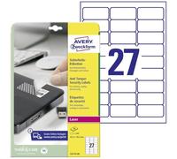 etichette adesive l6114 - in poliestere - laser - permanenti - 63,5 x 29,6 mm - 27 et/fg - 20 fogli - bianco - avery
