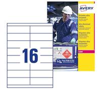 Avery B5274-50 (52,5 x 74,3 mm), adesivo ultra resistente, impermeabile, per uso industriale, GHS, 16 etichette per foglio A4