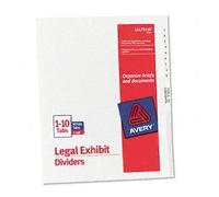 Avery® bianco legale divisori divisore, 1 - 10 litri Rinf, Wht (Pack OF30)