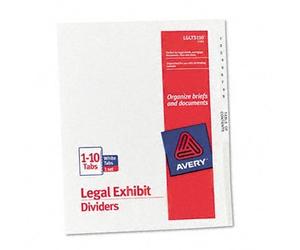 Avery® bianco legale divisori divisore, 1 - 10 litri Rinf, Wht (Pack OF30)