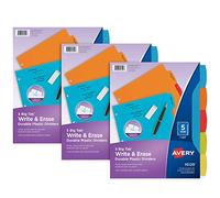 AVERY Big Tab 21212 - Divisori in plastica resistente, set da 5 linguette, colori vivaci, 3 set (21212)