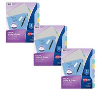 Avery Big Tab 31351 - Divisori in plastica resistente per raccoglitori a 3 anelli, set da 8 schede, multicolore pastello, 3 divisori per raccoglitori